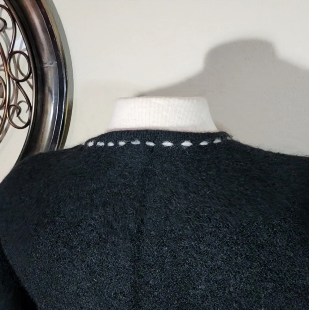 Karen Scott 100% Wool Cardigan Black Size L - Picture 9 of 17